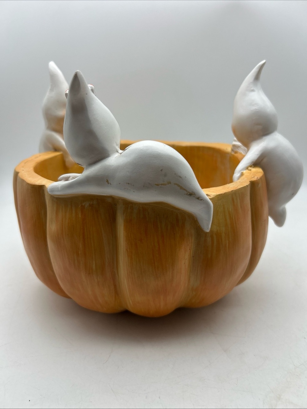 Toil and Trouble Halloween Jack O Lantern Pumpkin Candy Bowl Ghost Trio 8”x10” - Picture 11 of 13